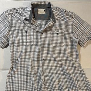 Vintage Men's Gray Plaid Short Sleeve Shirt